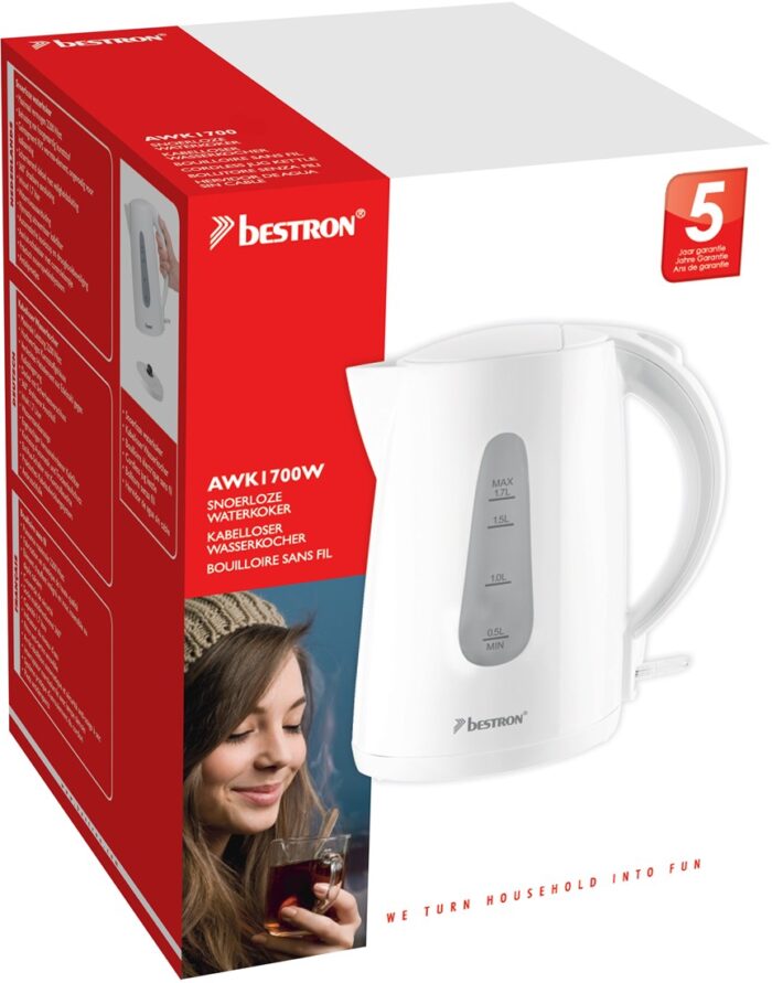 BESTRON - Bouilloire sans fil 1.7l 2200w blanc – Image 4