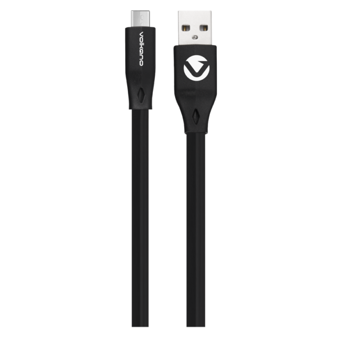 CABLE TYPE C 1.2M VOLKANO FLAT PVC - BLACK