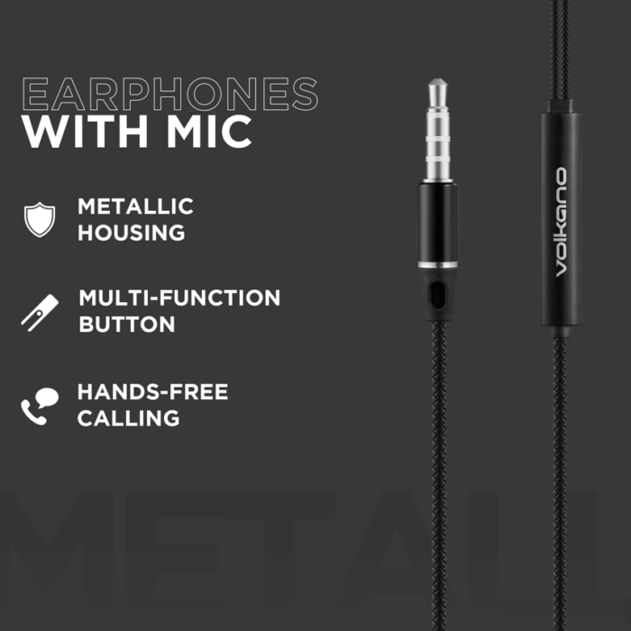 ÉCOUTEUR VOLKANO EARPHONE WITH MIC-STANNIC SERIES BLACK – Image 2