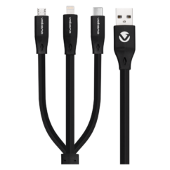 CABLE TYPE C 1M VOLKANO FLAT PVC 3en1 - BLACK