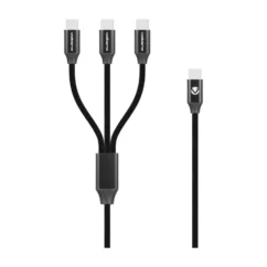 CABLE USB-C 1.2m VOLKANO Weave 100W 3 EN 1
