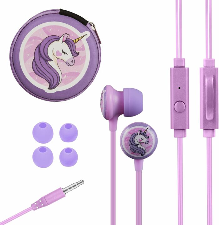 ÉCOUTEUR VOLKANO KIDS LICORNE + ETUI ROSE